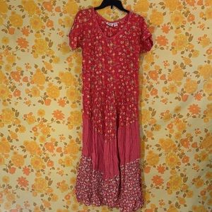 Beautiful Vintage Rayon Floral Boho Hippie Dress